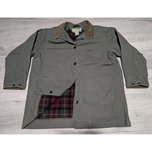 Vintage LL Bean Women's Barn Chore Coat Removable Flannel Lining 2X Green Canvas - Picture 1 of 11